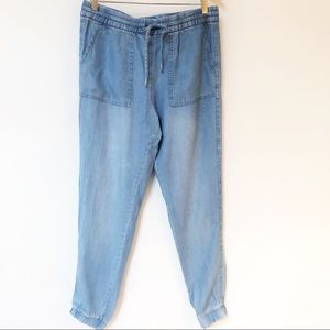L.O.G.G. H & M Joggers Chambray Tie Front SZ 8